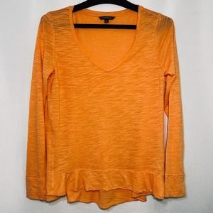 Old Navy Lightweight Long Sleeve Ruffled Edge Hemline Top